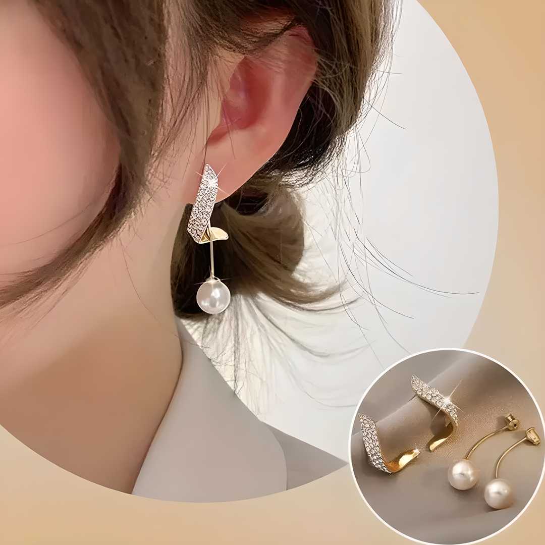 Korean Beautiful Pearl Wing Stud Earrings 2 Pcs/Set