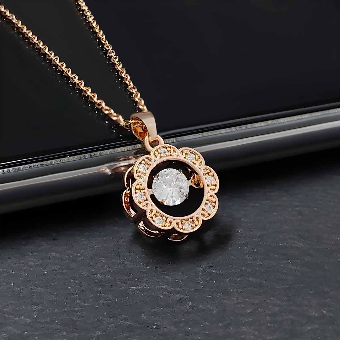 Elegant American Diamond Pendant With Chain