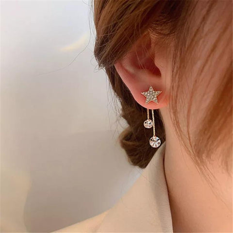 Gold Plated Korean Shining Star Stud Earrings For Women and Girls