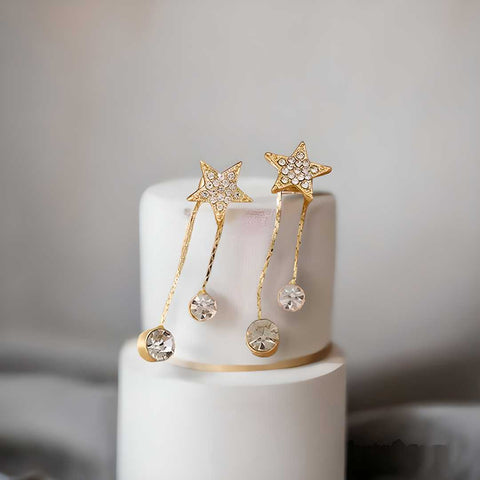 Gold Plated Korean Shining Star Stud Earrings For Women and Girls