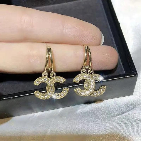 Gold Plated Hoop Double C Drop Earring For Girls and Women