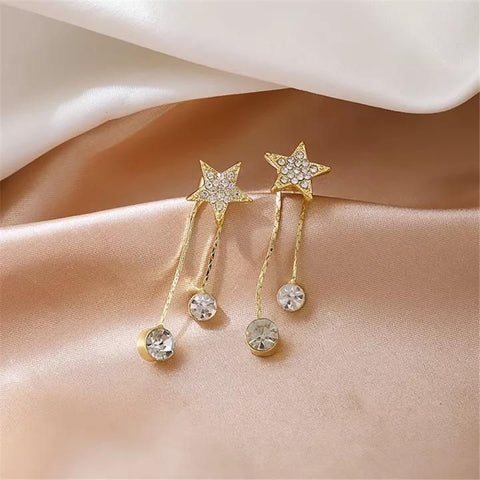 Gold Plated Korean Shining Star Stud Earrings For Women and Girls