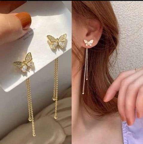 Trendy Long Tassel Butterfly Drop Earrings Gold Color 2022 Modern Women Hanging Earrings Summer Jewelry Girls Party Gift