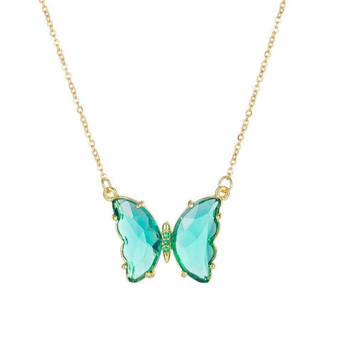 pretty blue crystal butterfly pendant necklace for women and Girls